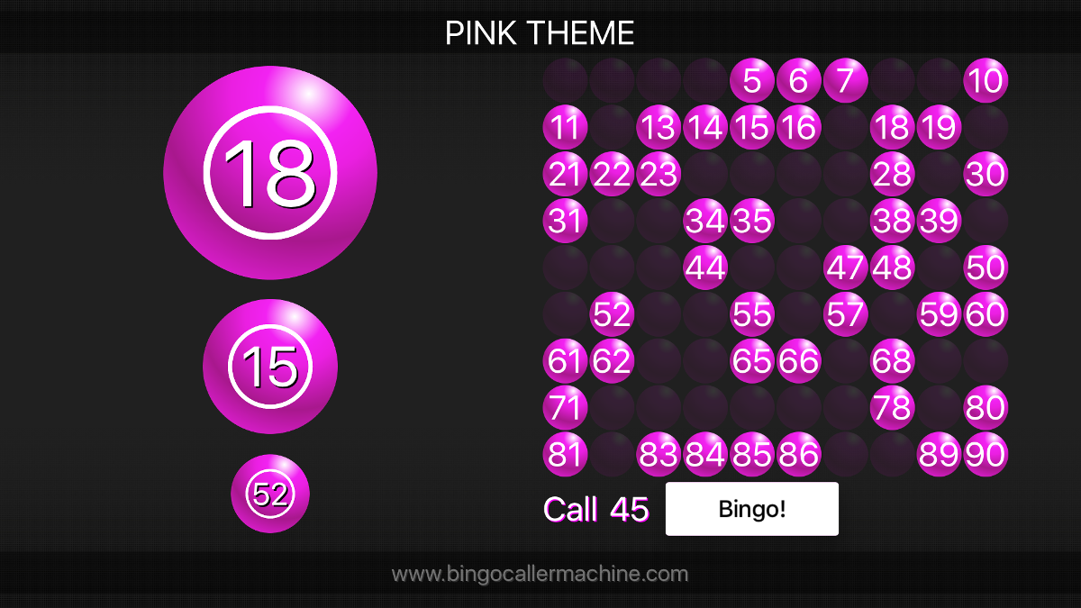 Bingo caller machine app on tablet